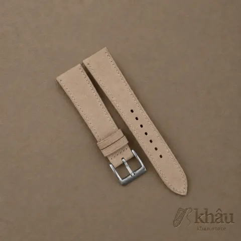 Cream Nubuck Leather Watch Strap — front view