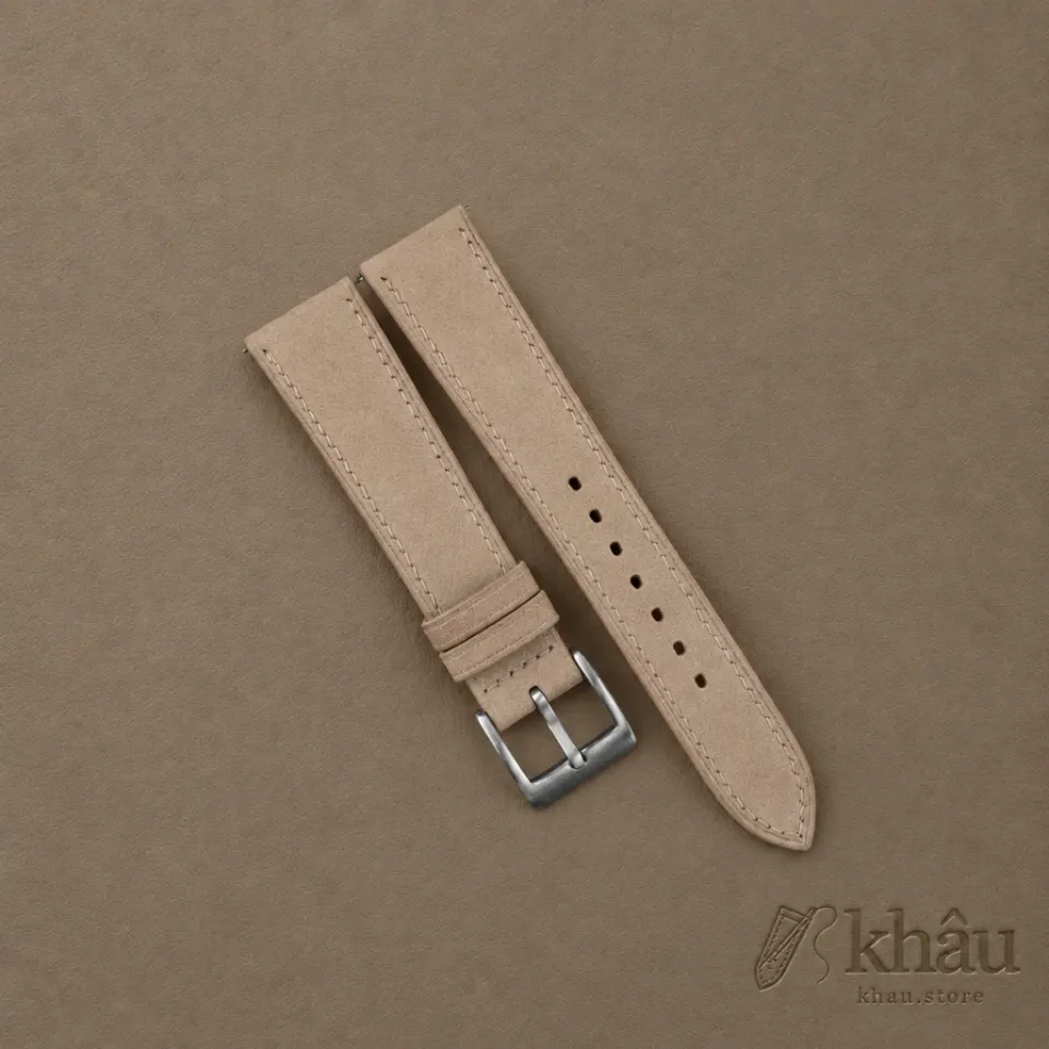 Cream Nubuck Leather Watch Strap — front view