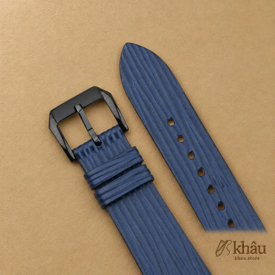 Navy Calfskin Leather Samsung Watch Band – Wave Texture — additional view