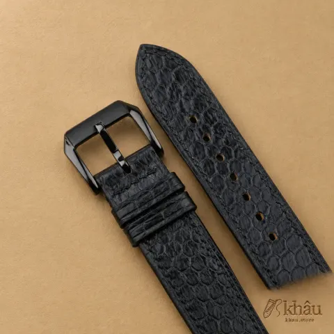 Black Snake Sea Leather Samsung Watch Band — additional view
