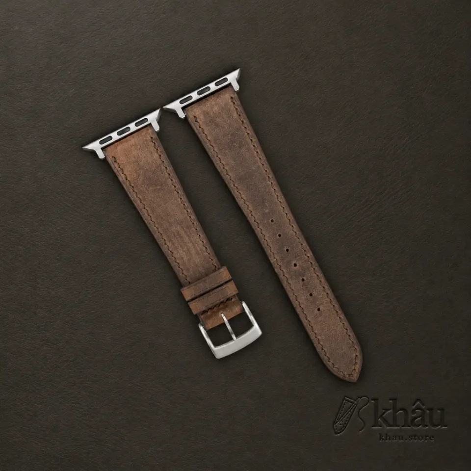 Rustic Crazy Horse Leather Apple Watch Band — front view
