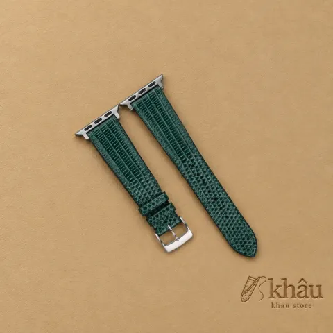 Dark Green Lizard Leather Apple Watch Band — front view