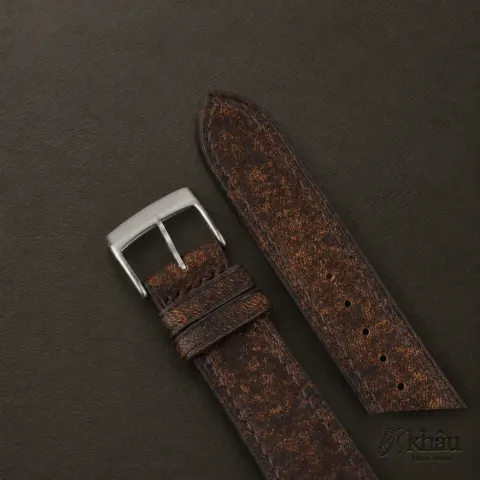 Single Padded Tawny Brown Habana Leather Watch Strap — additional view