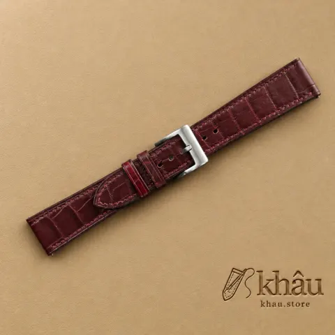 Burgundy Alligator Leather Watch Strap — additional view