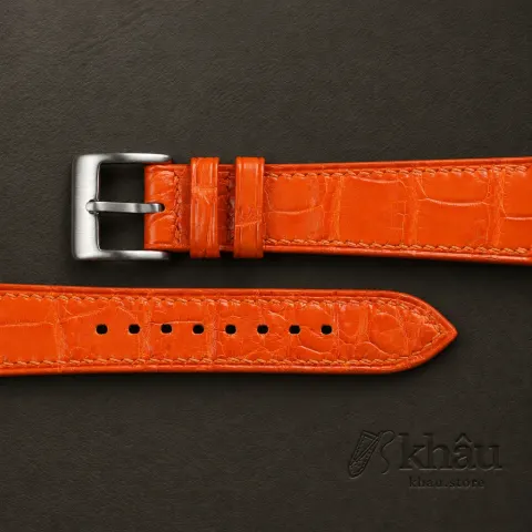 Orange Alligator Leather Watch Strap — additional view