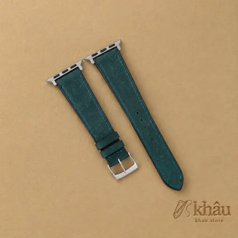Navy Badalassi Carlo Pueblo Leather Apple Watch Band — front view