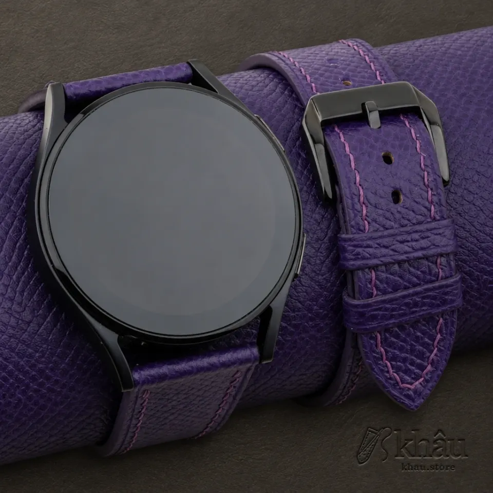 Purple Epsom Leather Samsung Watch Band — front view