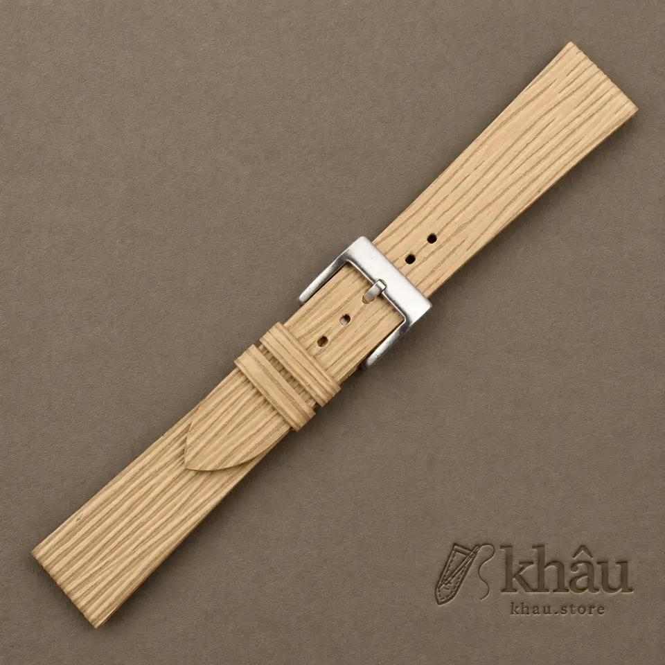 Beige Calfskin Watch Strap – Waves Texture — additional view