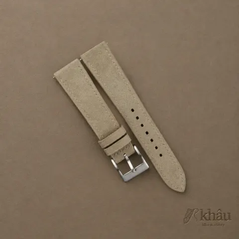 Beige Suede Leather Watch Strap — front view