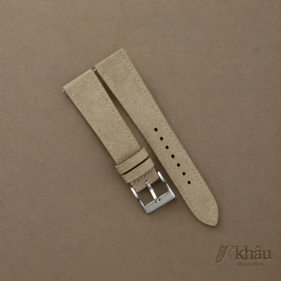 Beige Suede Leather Watch Strap — front view