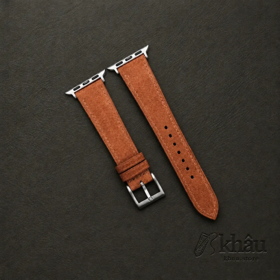 Burnt Orange Suede Leather Apple Watch Band — front view