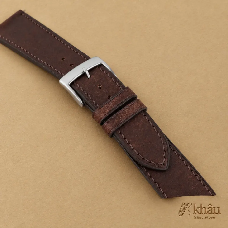 Dark Brown Pueblo Badalassi Carlo Leather Watch Strap — additional view