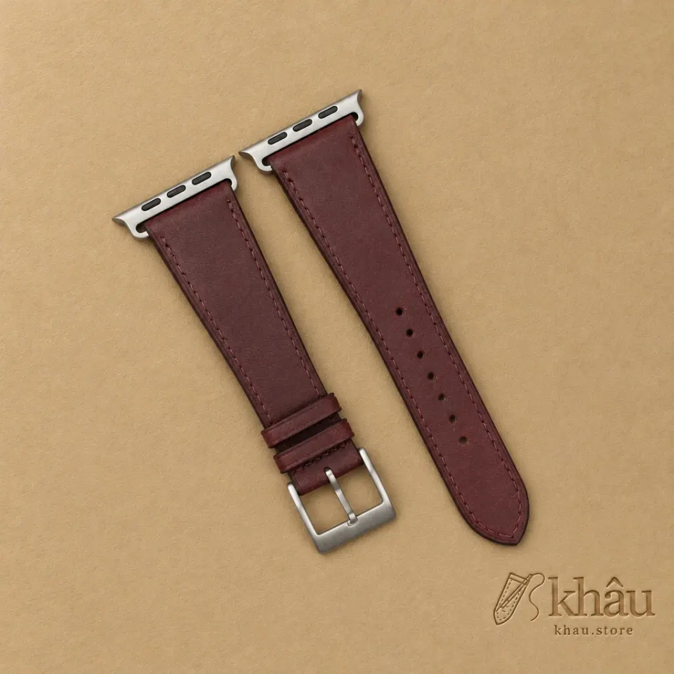 Burgundy Badalassi Carlo Pueblo Leather Apple Watch Ultra Band — front view