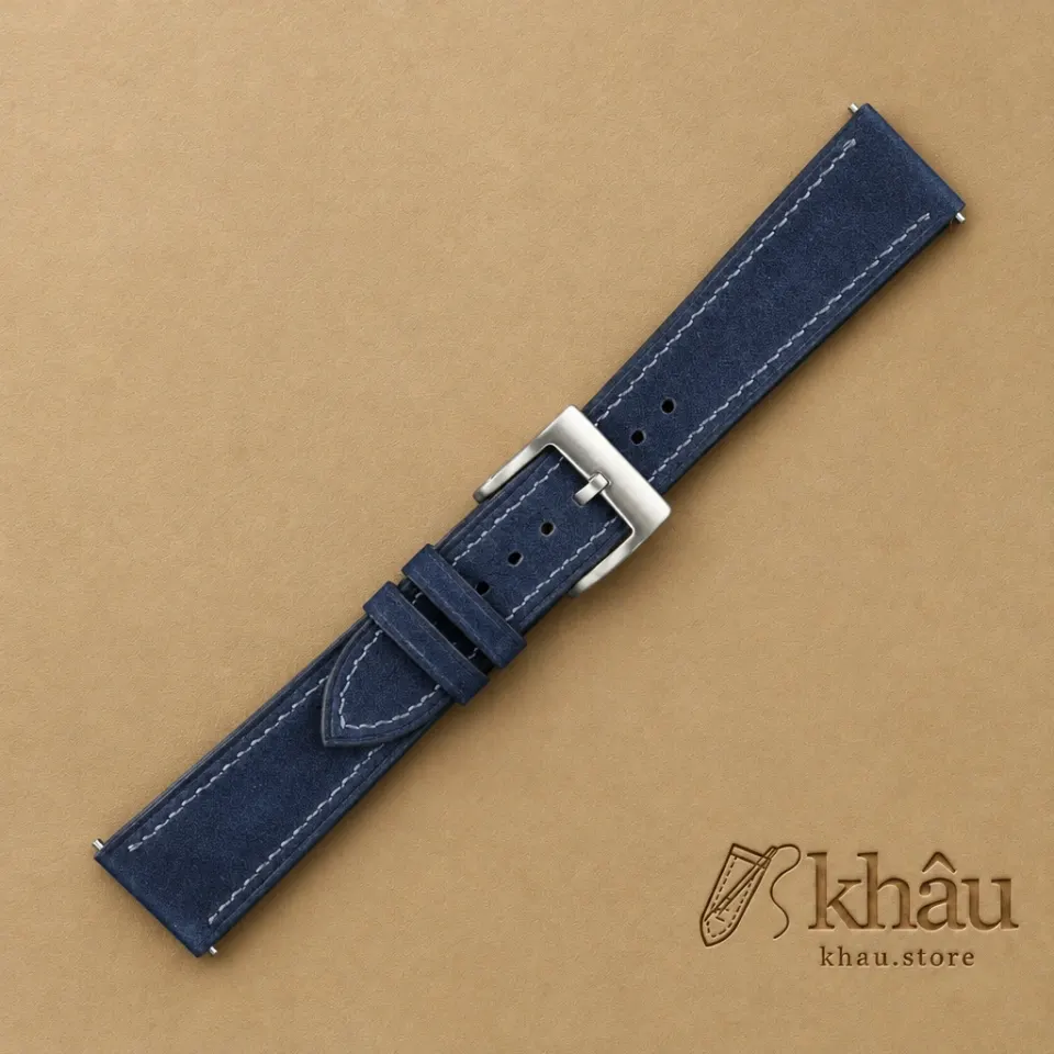 Navy Nubuck Leather Watch Strap — additional view