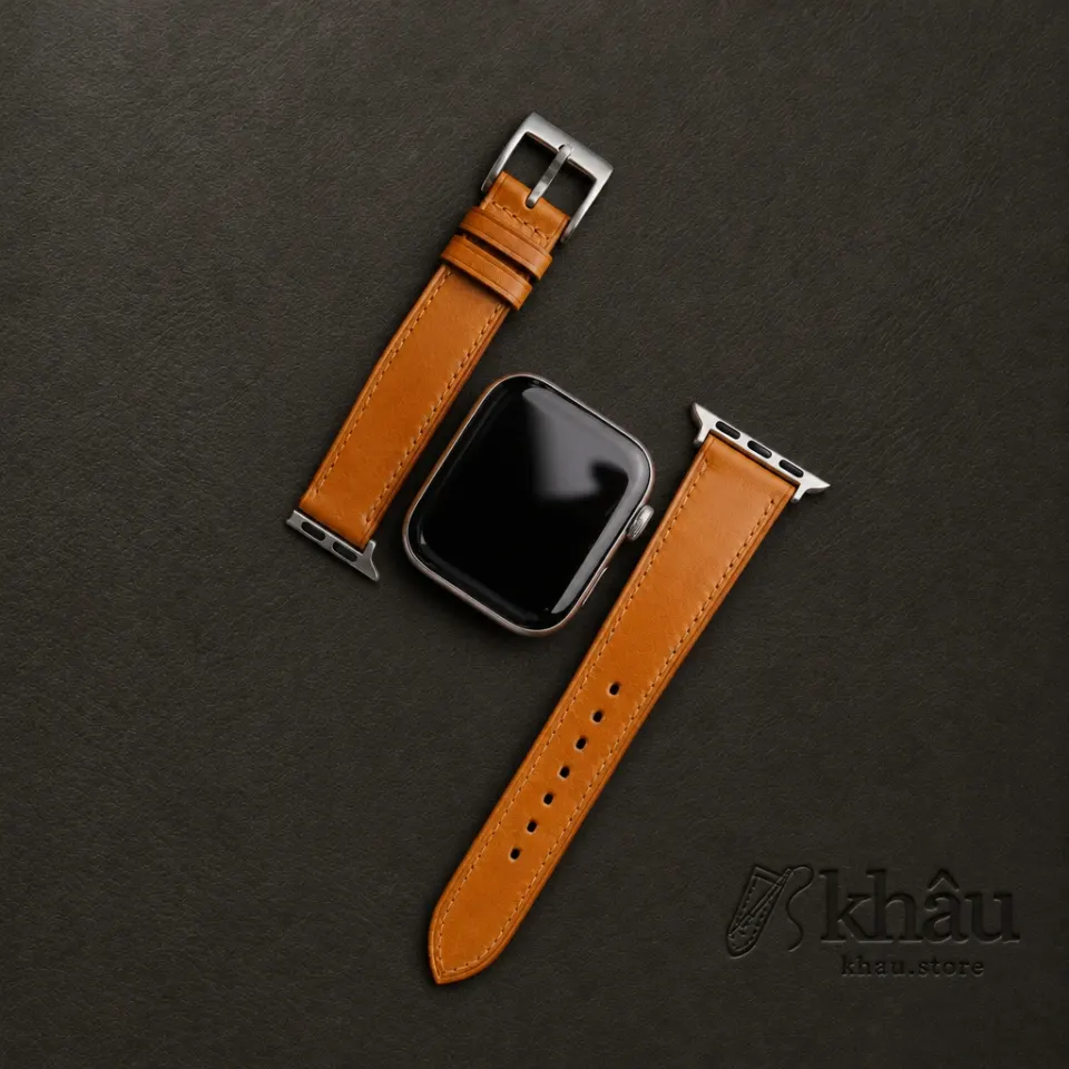 Cognac Shell Cordovan Leather Apple Watch Band — additional view