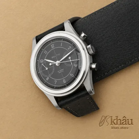 Dark Grey Babele Leather Strap for Baltic Watch — front view