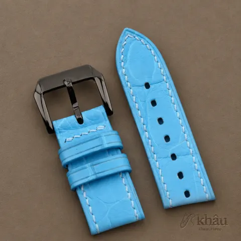 Miami Blue Alligator Leather Samsung Watch Band — additional view
