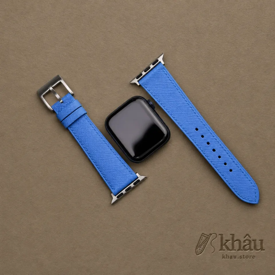 Baby Blue Saffiano Leather Apple Watch Band — additional view