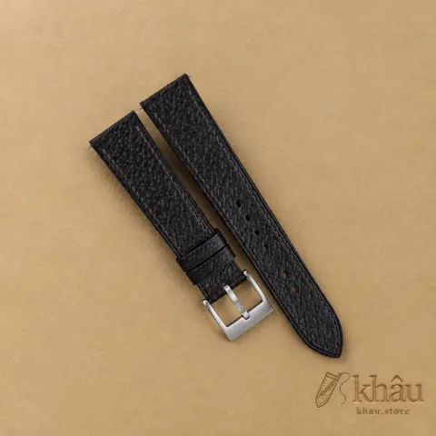 Chocolate Peccary Leather Watch Strap — front view