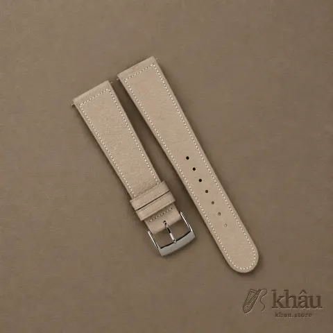 Micro Stitch Beige Peccary Leather Watch Strap — front view