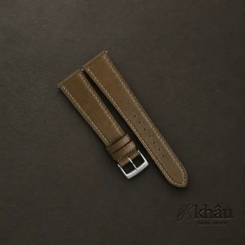 Olive Swift Leather Watch Strap — front view