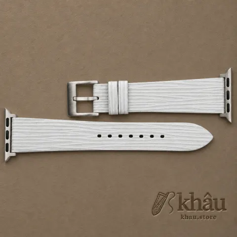 White Calfskin Apple watch band – Waves Texture — additional view