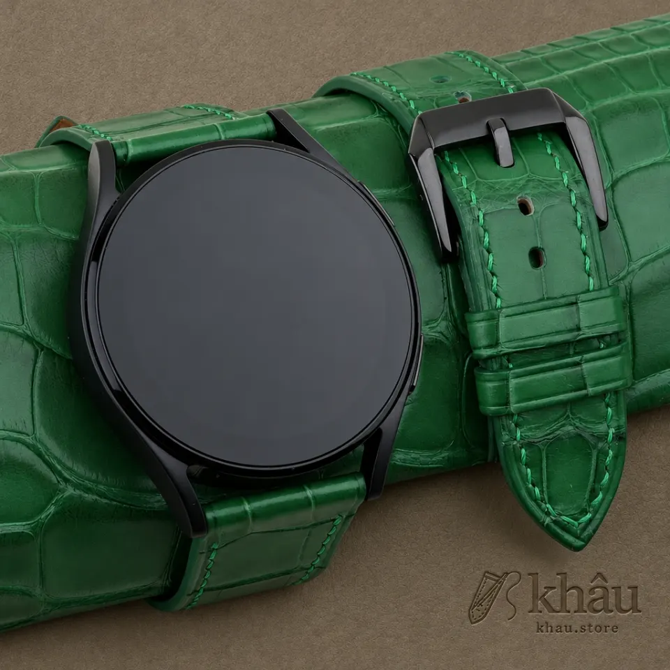 Light Green Alligator Leather Samsung Watch Band — front view