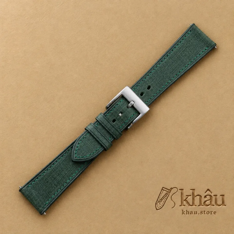 Dark Green Babele Leather Watch Strap — additional view