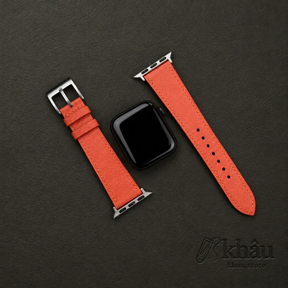 Orange Saffiano Leather Apple Watch Band — additional view
