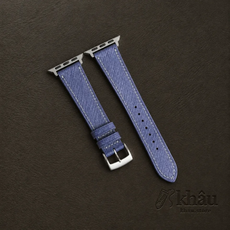 Blueberry Saffiano Leather Apple Watch Band — front view