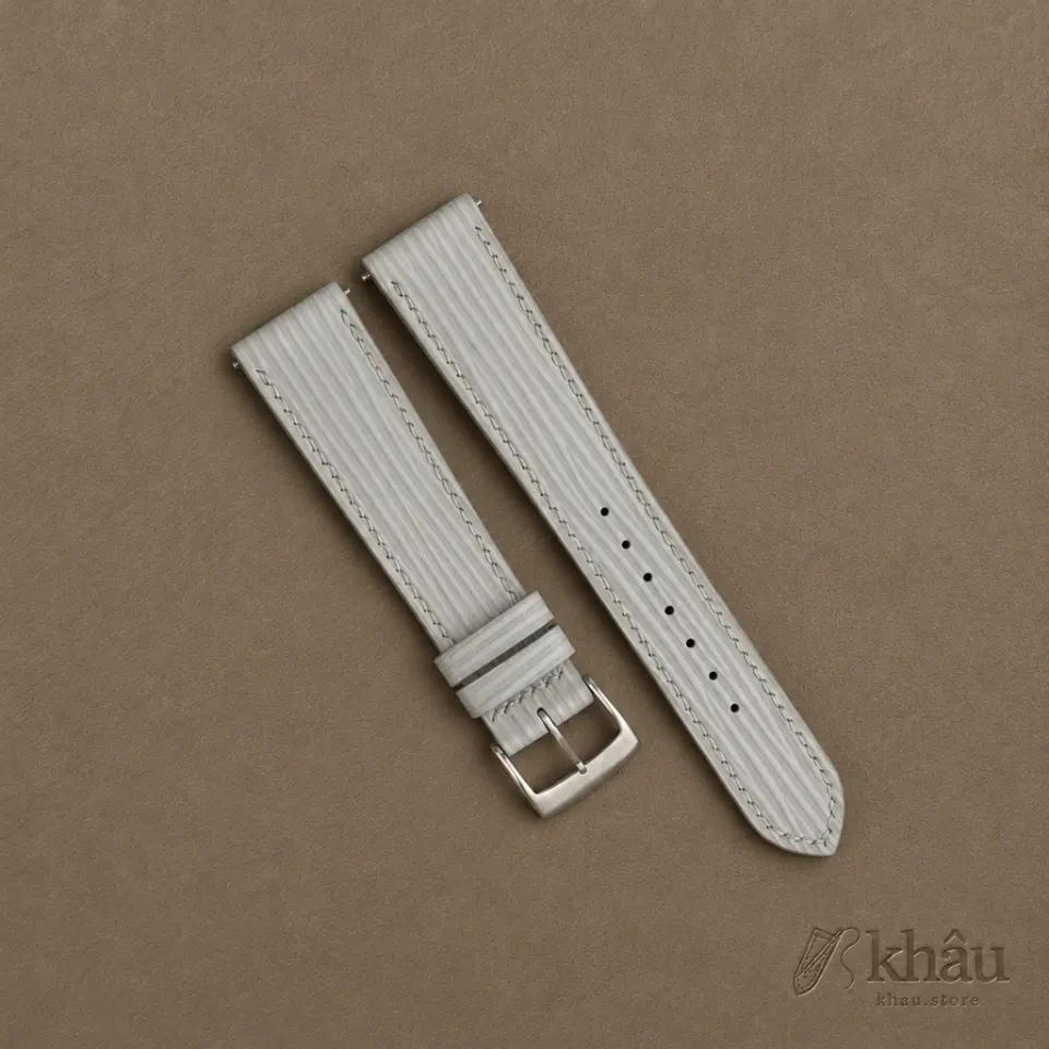 Light Grey Epi Leather Watch Strap — front view