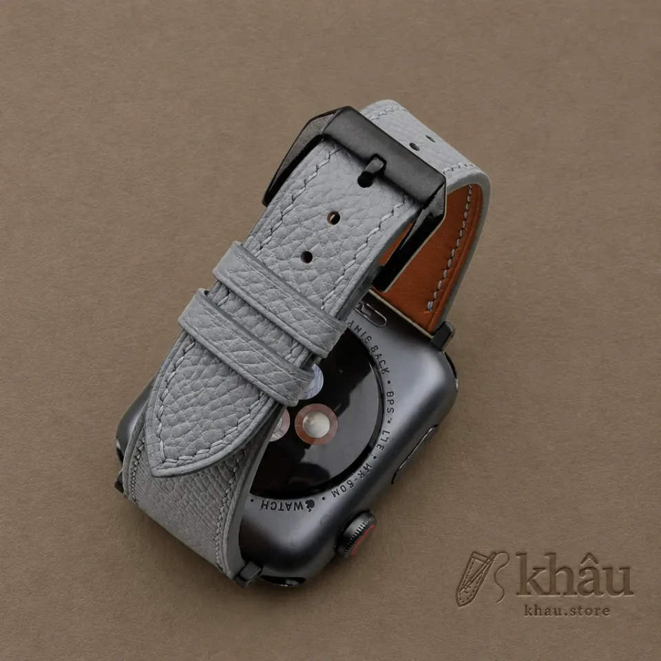 Light Grey Epsom Leather Apple Watch Band — additional view