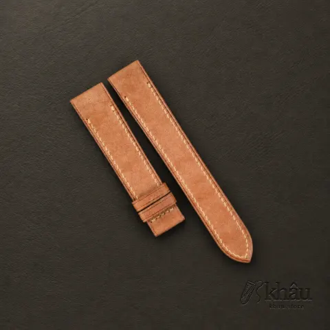 Golden Maya Vegetable Tanned Calfskin Leather Fixed Bars Watch Strap — front view