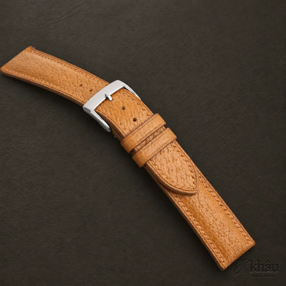 Padded Golden Peccary Leather Watch Strap — additional view