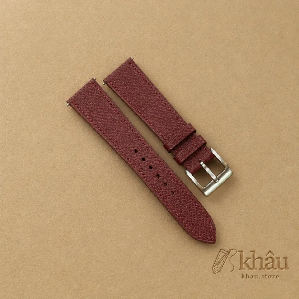 Burgundy Epsom Leather Watch Strap — front view