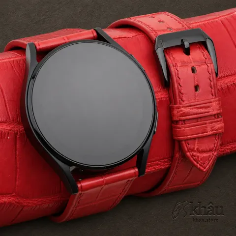 Red Alligator Leather Samsung Watch Band — front view