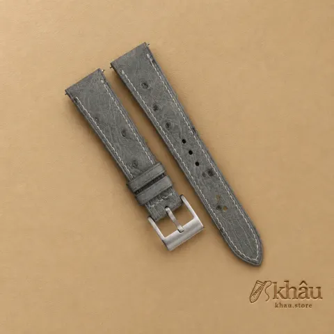 Dark Grey Ostrich Leather Strap for Baltic Watch — additional view