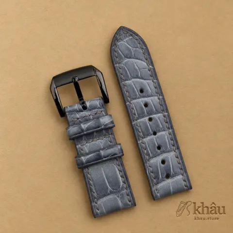 Patina Grey Alligator Leather Samsung Watch Band — additional view