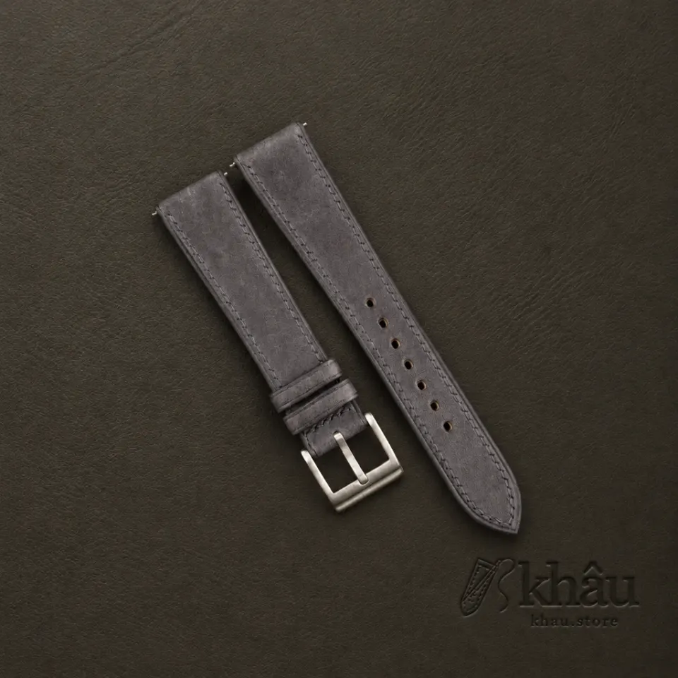 Dark Purple Maya Vegetable Tanned Calfskin Leather Watch Strap — front view