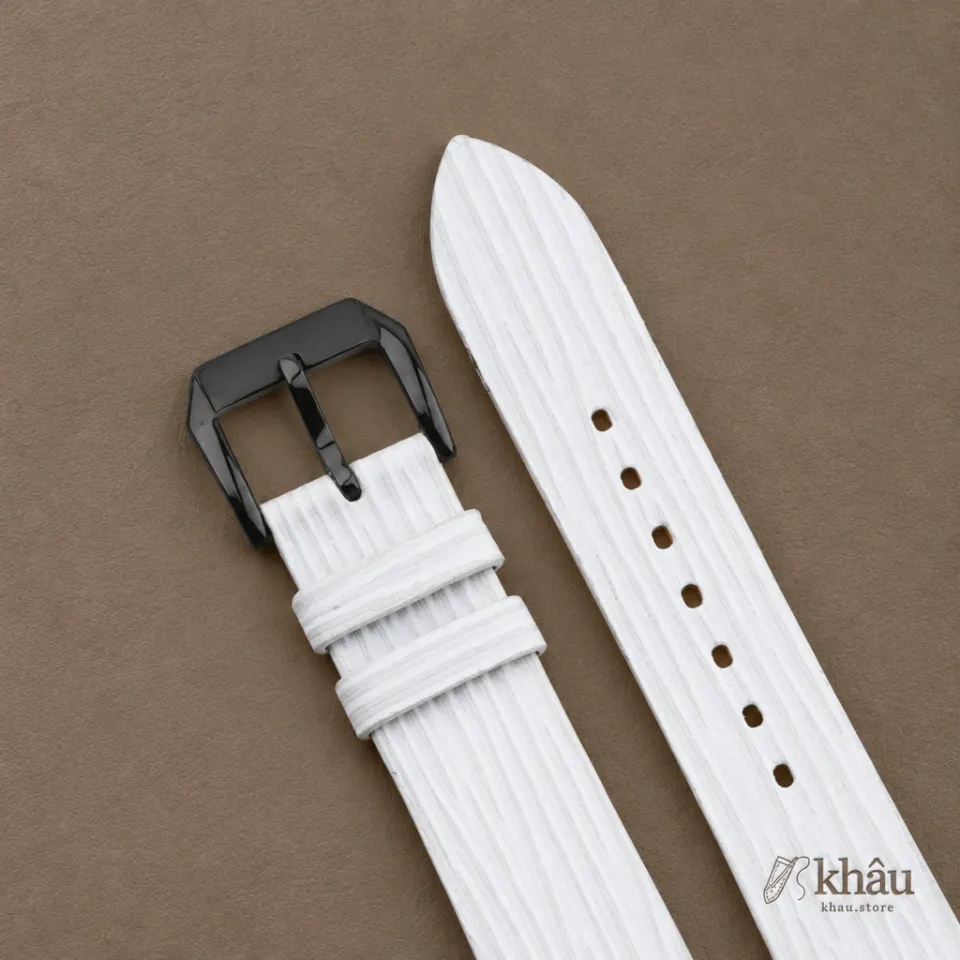 White Calfskin Leather Samsung Watch Band – Wave Texture — additional view