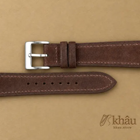 Chocolate Nubuck Leather Watch Strap — additional view