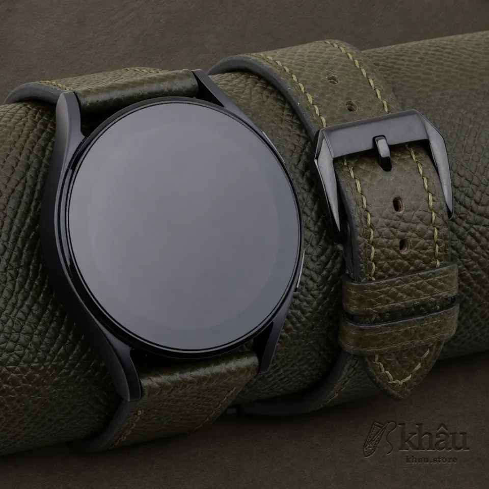 Olive Epsom Leather Samsung Watch Band — front view