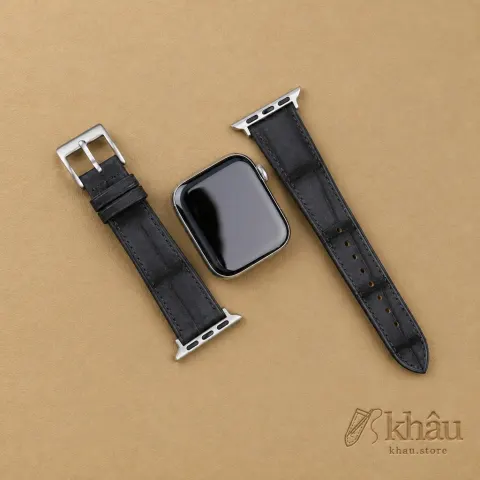 Black Nubuck Alligator Leather Apple Watch Band — additional view