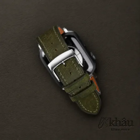 Dark Olive Badalassi Carlo Pueblo Leather Apple Watch Band — additional view