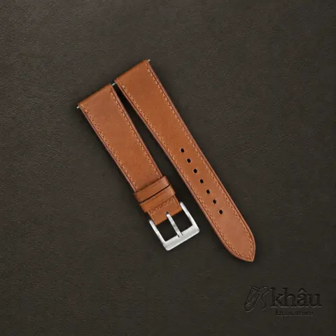 Golden Brown Smooth Calf Leather Watch Strap — front view