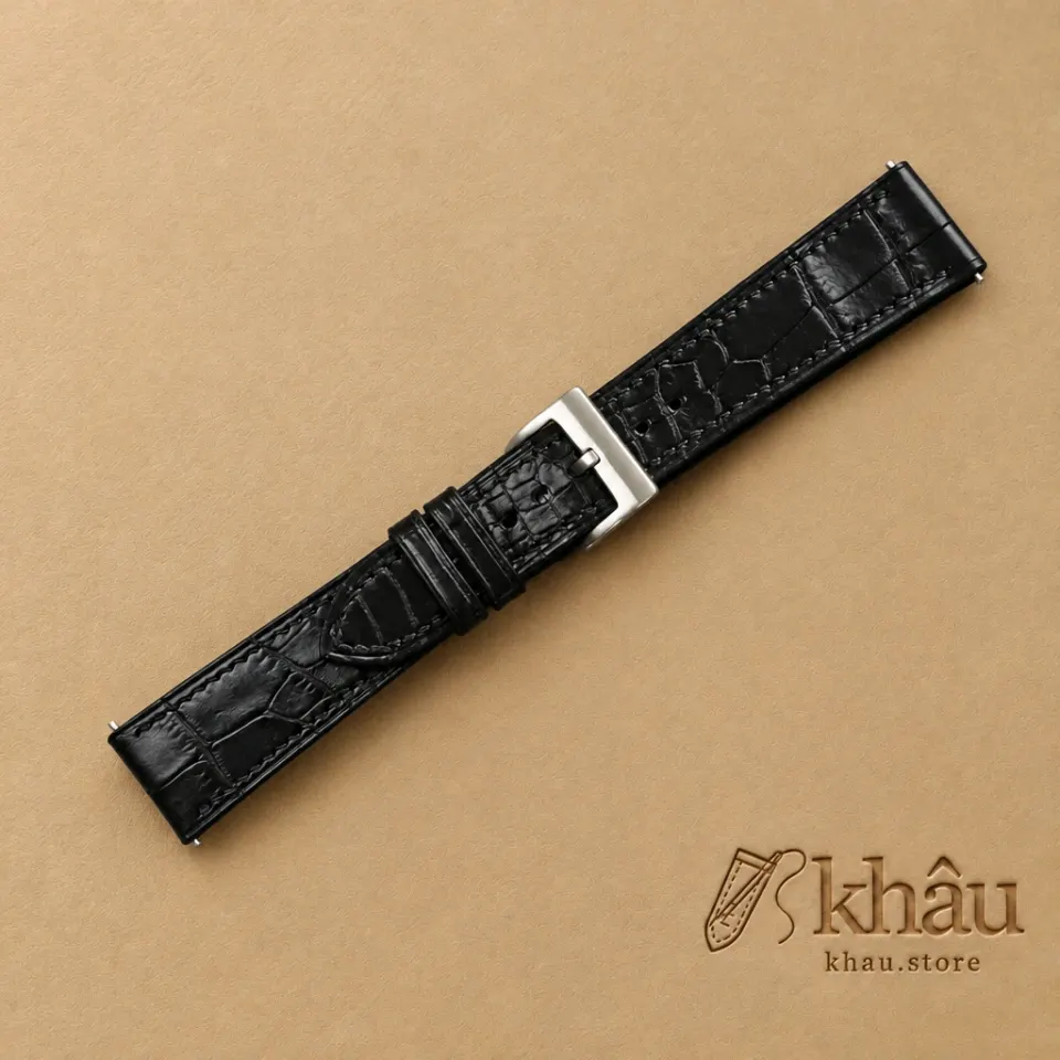 Black Alligator Leather Watch Strap — additional view