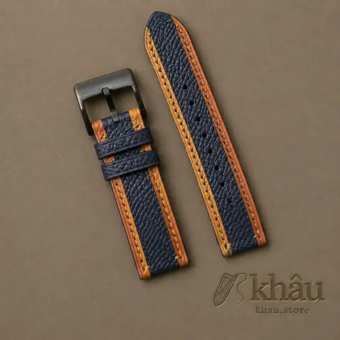 Tricolor Navy Epsom Leather Samsung Watch Band — additional view