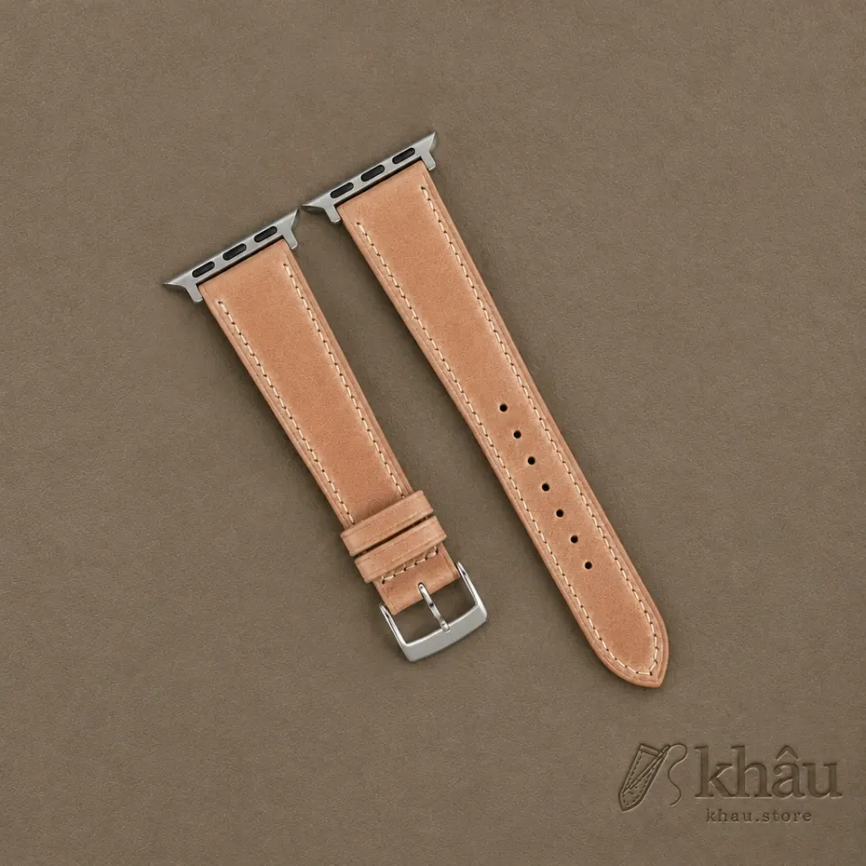 Natural Shell Cordovan Leather Apple Watch Band — front view