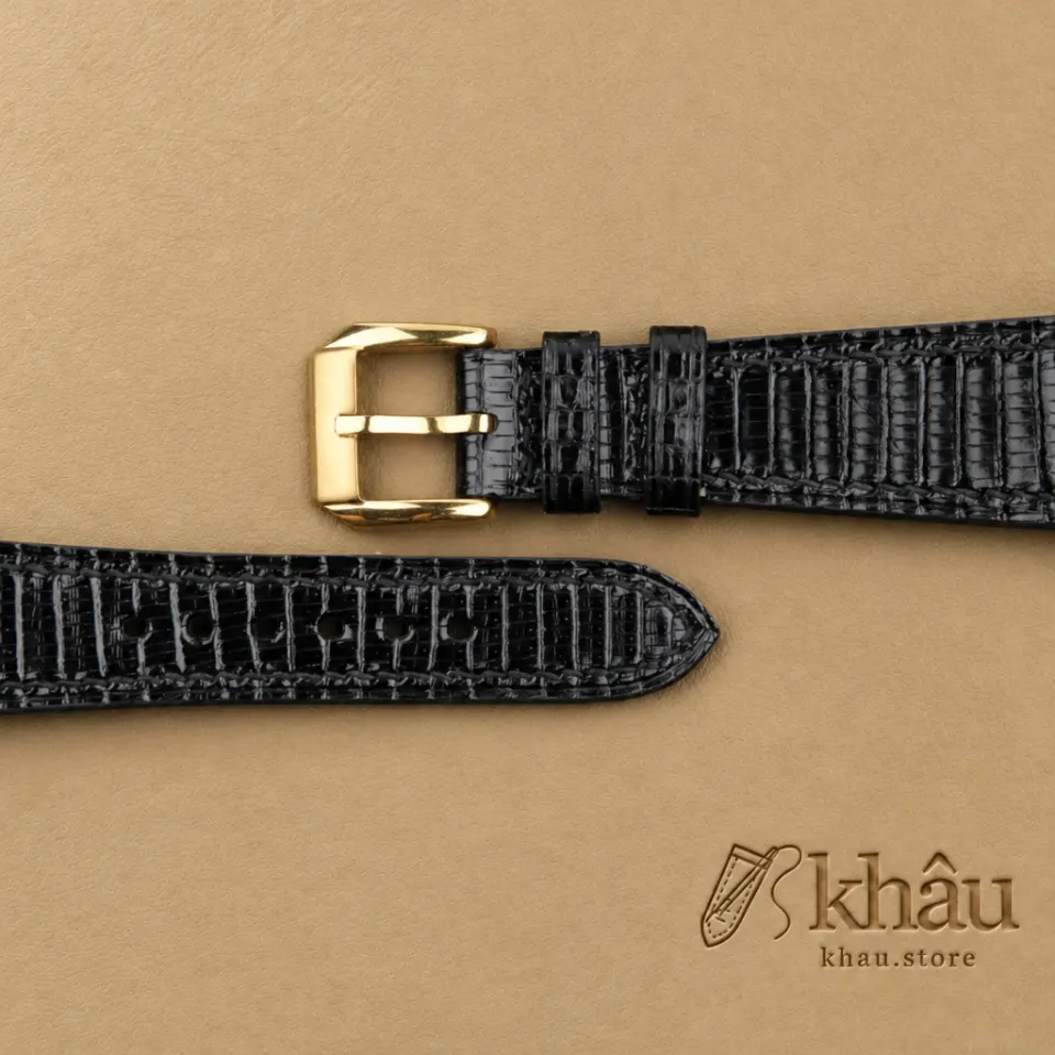 Black Lizard lining black goatskin Fixed Bars watch strap — additional view