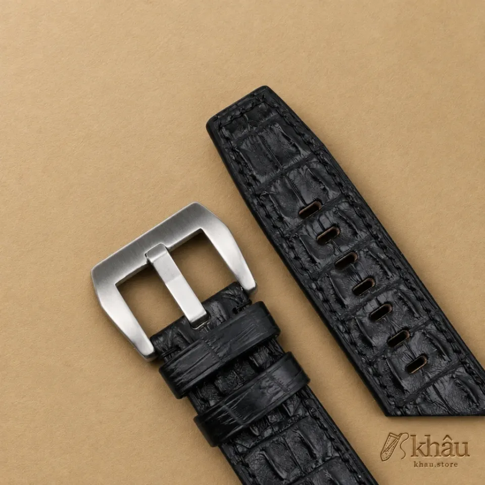 Black Double Hornback Alligator Leather Strap for PAM Watch — additional view